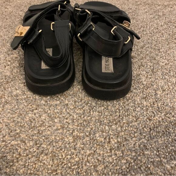 Steve Madden Mona Sandal strapped sling back sporty Black womans size 10 - Picture 10 of 13
